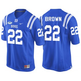 Male Duke Blue Devils Brittain Brown #22 Royal College Football Player Performance Jersey