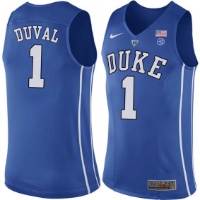 Male Duke Blue Devils #1 Trevon Duval Royal College Basketball Player Performance Jersey