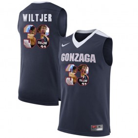 Male Gonzaga Bulldogs #33 Kyle Wiltjer Dark Blue NCAA Basketball Jersey with Player Pictorial