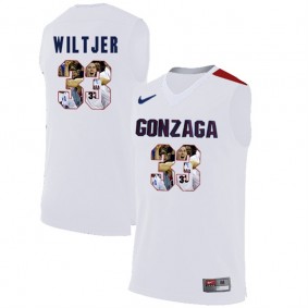 Male Gonzaga Bulldogs #33 Kyle Wiltjer White NCAA Basketball Jersey with Player Pictorial