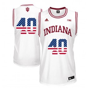 Male Indiana Hoosiers #40 Cody Zeller White Big 10 College Basketball US Flag Jersey