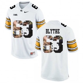 Male Iowa Hawkeyes Austin Blythe #63 White College Football Limited Player Painting Jersey