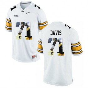 Male Iowa Hawkeyes Carl Davis #71 White College Football Limited Player Painting Jersey