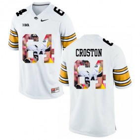 Male Iowa Hawkeyes Cole Croston #64 White College Football Limited Player Painting Jersey