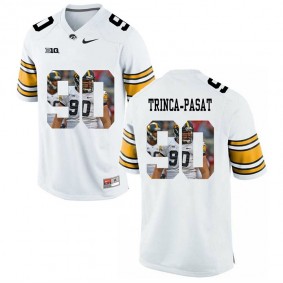 Male Iowa Hawkeyes Louis Trinca-Pasat #90 White College Football Limited Player Painting Jersey