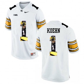 Male Iowa Hawkeyes Marshall Koehn #1 White College Football Limited Player Painting Jersey