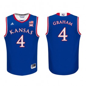 Male Kansas Jayhawks Basketball #4 Royal College Devonte' Graham Jersey