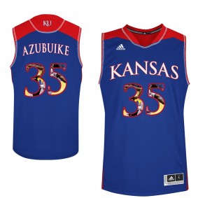 Male Kansas Jayhawks Basketball #35 Royal Player Portrait College Udoka Azubuike Jersey