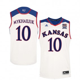 Male Sviatoslav Mykhailiuk #10 Kansas Jayhawks White NCAA Basketball Player Performance Jersey