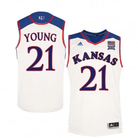 Male Clay Young #21 Kansas Jayhawks White NCAA Basketball Player Performance Jersey