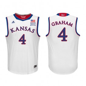 Male Kansas Jayhawks Basketball #4 White College Devonte' Graham Jersey