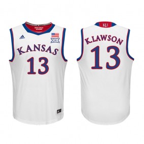 Male Kansas Jayhawks Basketball #13 White College K.J. Lawson Jersey