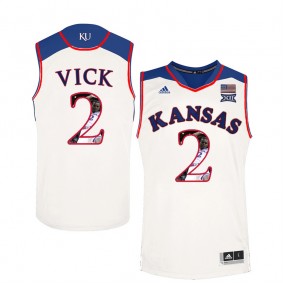 Male Kansas Jayhawks Basketball #2 White Player Portrait College Lagerald Vick Jersey