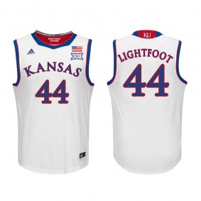 Male Kansas Jayhawks Basketball #44 White College Mitch Lightfoot Jersey