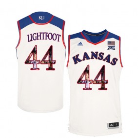 Male Kansas Jayhawks Basketball #44 White Player Portrait College Mitch Lightfoot Jersey