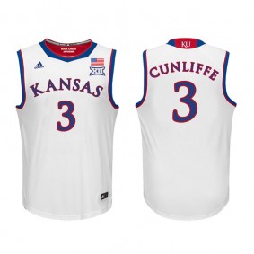 Male Kansas Jayhawks Basketball #3 White College Sam Cunliffe Jersey