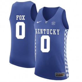 Male Kentucky Wildcats #0 De'Aaron Fox Royal NCAA Basketball Jersey