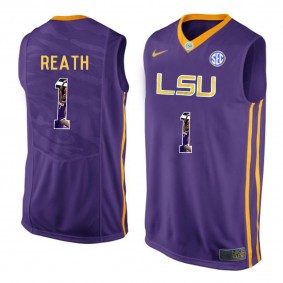 Male Duop Reath #1 LSU Tigers Purple NCAA Player Pictorial Tank Top Basketball Jersey