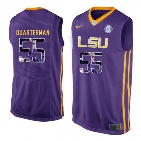 Male Tim Quarterman #55 LSU Tigers Purple NCAA Player Pictorial Tank Top Basketball Jersey