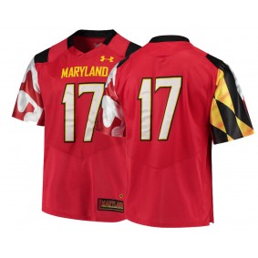 Male Maryland Terrapins #17 Red College Football Performance Jersey