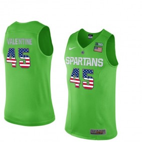 Male Michigan State Spartans #45 Denzel Valentine Apple Green National Flag Basketball Jersey