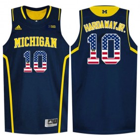 Male Michigan Wolverines #10 Tim Hardaway Jr. Navy Blue National Flag Basketball Jersey