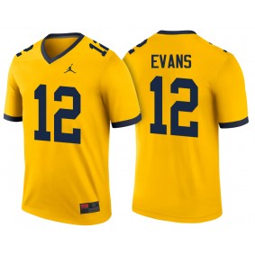 Male Michigan Wolverines Chris Evans #12 Maize College Football Player Color Rush Game Performance Jersey