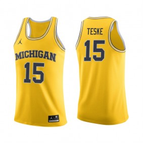 Male Michigan Wolverines Basketball #15 Maize College Jon Teske Jersey