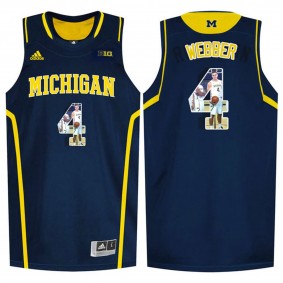 Male Chirs Webber #4 Michigan Wolverines Navy Blue NCAA Player Pictorial Tank Top Basketball Jersey