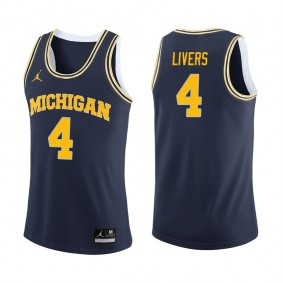 Male Michigan Wolverines Basketball #4 Navy College Isaiah Livers Jersey