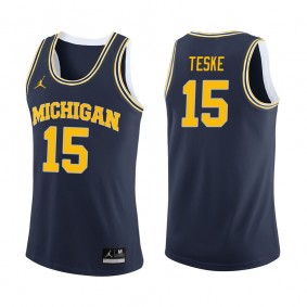 Male Michigan Wolverines Basketball #15 Navy College Jon Teske Jersey