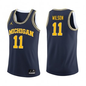 Male Michigan Wolverines Basketball #11 Navy College Luke Wilson Jersey