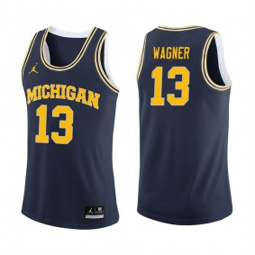 Male Michigan Wolverines Basketball #13 Navy College Moritz Wagner Jersey