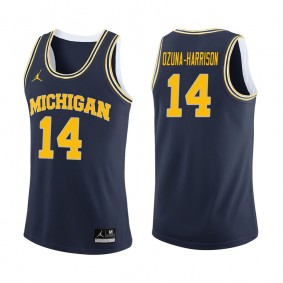 Male Michigan Wolverines Basketball #14 Navy College Rico Ozuna-Harrison Jersey