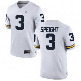 Male Michigan Wolverines #3 Wilton Speight White NCAA Alumni Football Game Jersey