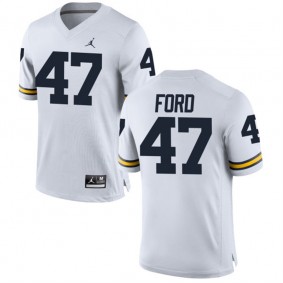 Male Michigan Wolverines #47 Gerald Ford White NCAA Alumni Football Game Jersey