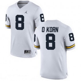 Male Michigan Wolverines #8 John O'Korn White NCAA Alumni Football Game Jersey