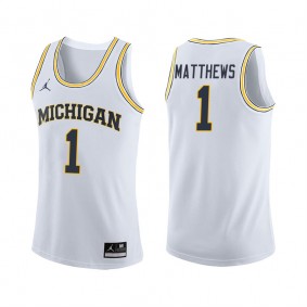 Male Michigan Wolverines Basketball #1 White College Charles Matthews Jersey