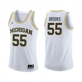 Male Michigan Wolverines Basketball #55 White College Eli Brooks Jersey