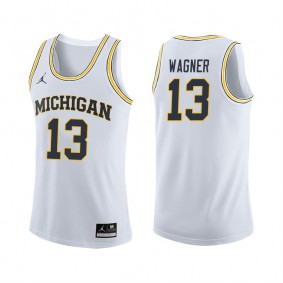 Male Michigan Wolverines Basketball #13 White College Moritz Wagner Jersey