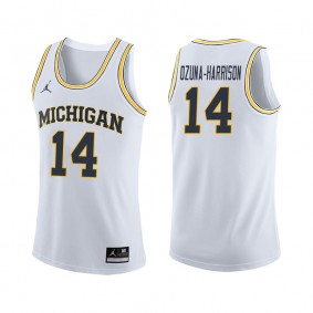 Male Michigan Wolverines Basketball #14 White College Rico Ozuna-Harrison Jersey