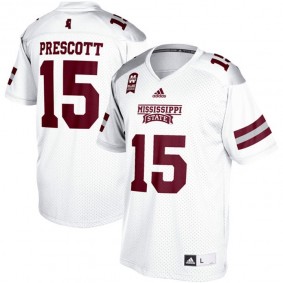 Male Mississippi State Bulldogs #15 Dak Prescott White Alumni Football Performance Jersey