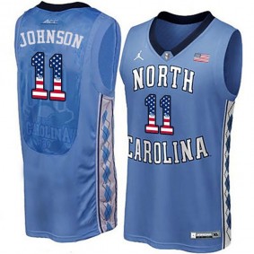 Male North Carolina Tar Heels #11 Brice Johnson Blue National Flag Basketball Jersey