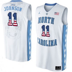 Male North Carolina Tar Heels #11 Brice Johnson White National Flag Basketball Jersey