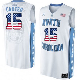 Male North Carolina Tar Heels #15 Vince Carter White National Flag Basketball Jersey