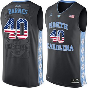 Male North Carolina Tar Heels #40 Harrison Barnes Black National Flag Basketball Jersey