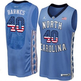 Male North Carolina Tar Heels #40 Harrison Barnes Blue National Flag Basketball Jersey