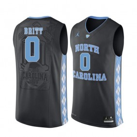 Male North Carolina Tar Heels #0 Nate Britt Black College Basketball Jersey