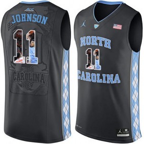 Male North Carolina Tar Heels #11 Brice Johnson Black NCAA Basketball Jersey with Player Pictorial