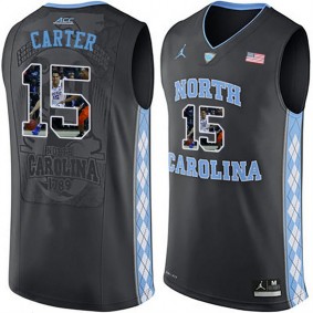 Male North Carolina Tar Heels #15 Vince Carter Black NCAA Basketball Jersey with Player Pictorial